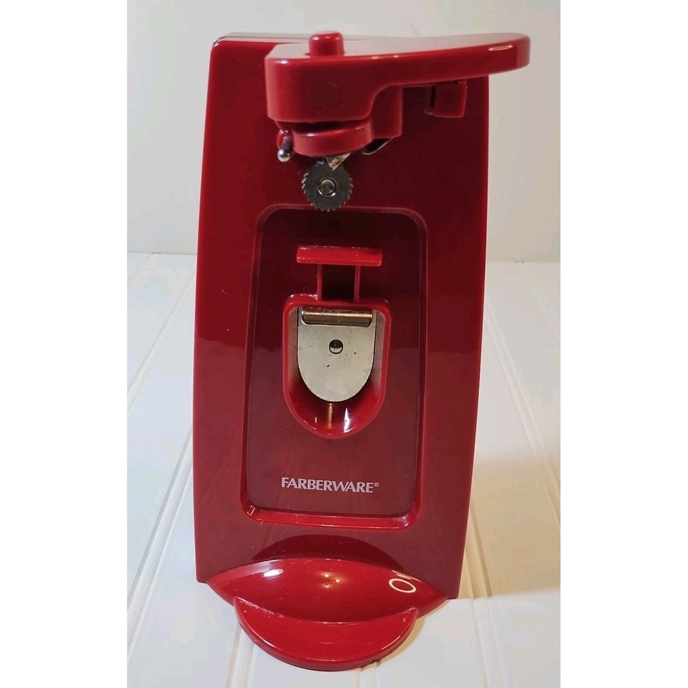 Faberware Electric Can Opener Red Corded Countertop Knife Sharpener FW-COP-RED